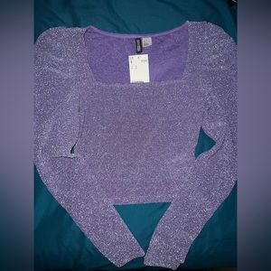 H&M Purple Shimmery Square Neck Top